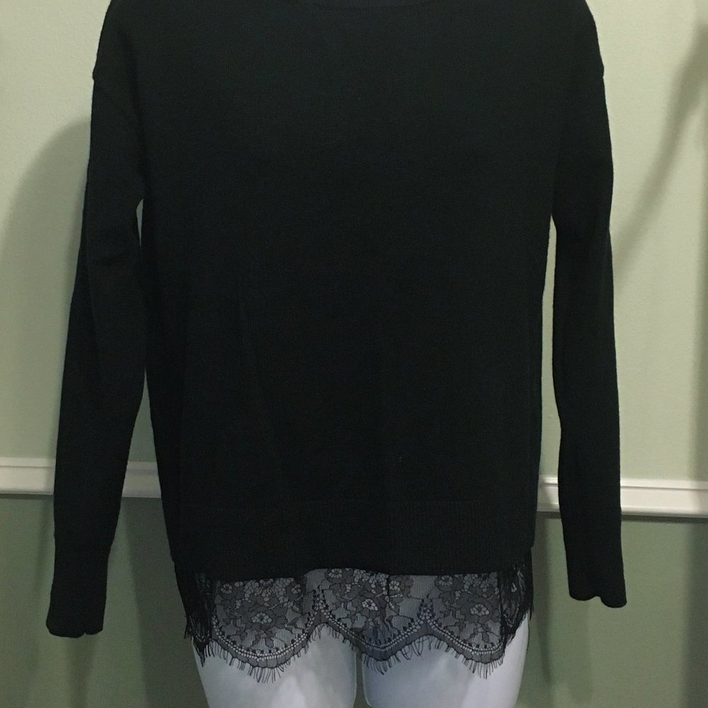 Banana Republic - XS black sweater with lace trim